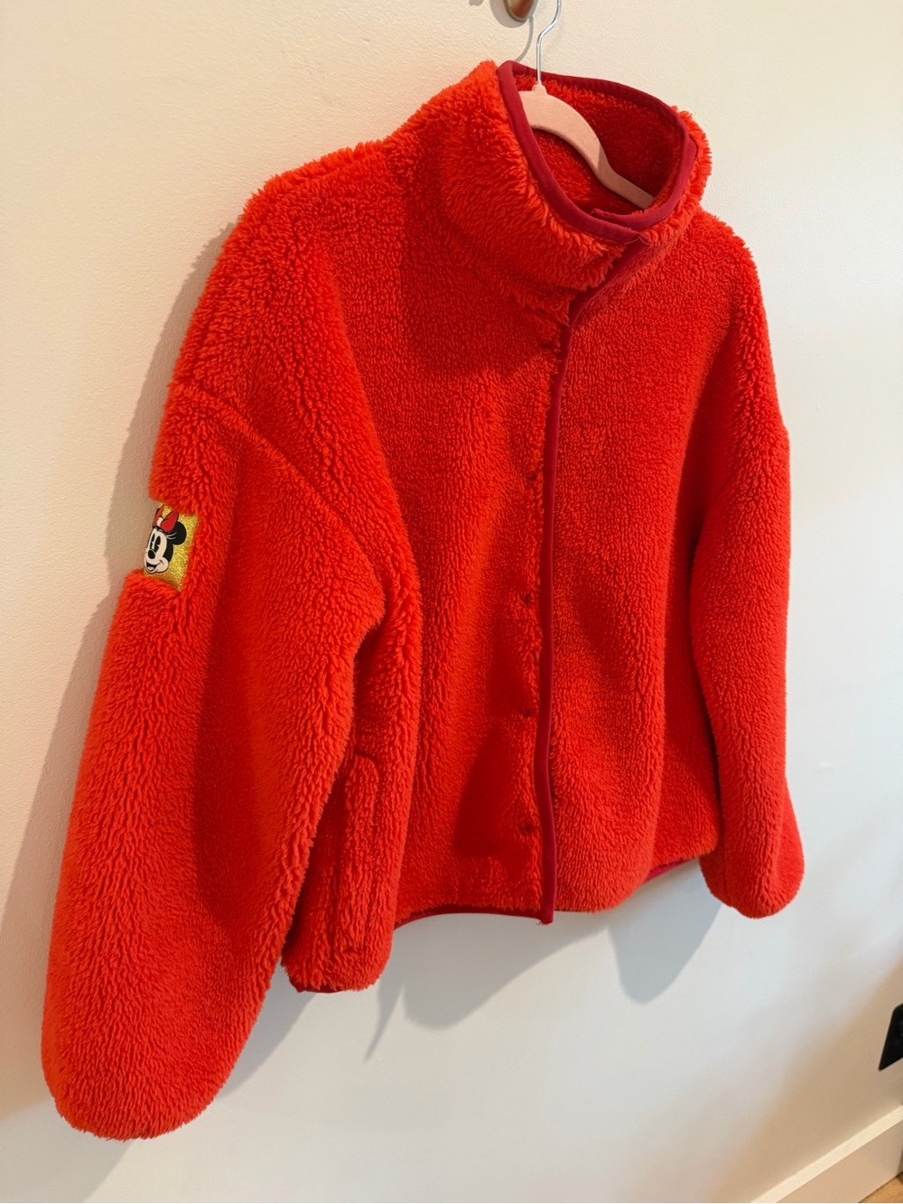 Disney Parks Minnie Mouse Red Teddy Fleece Jacket